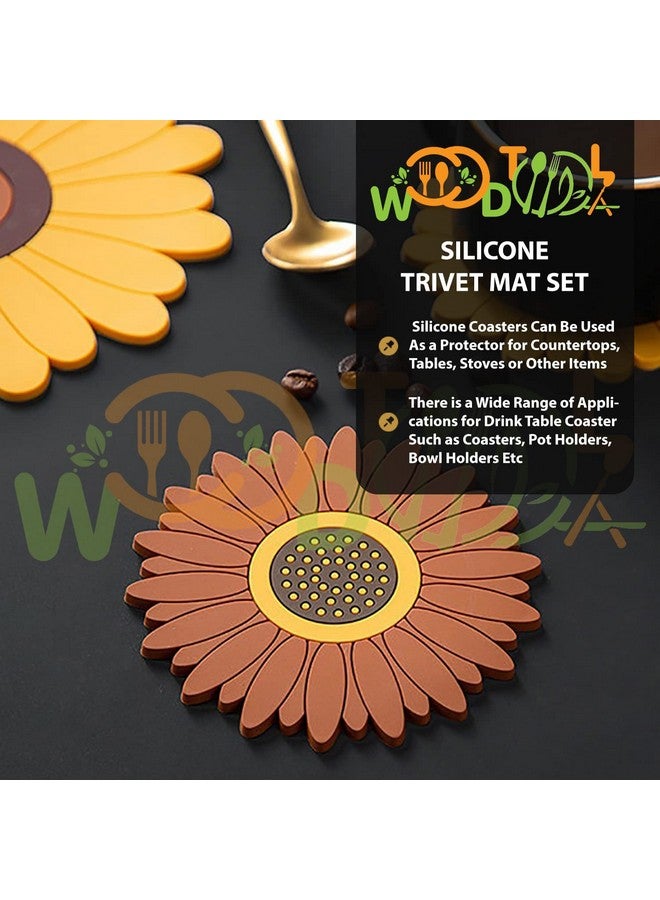 WOODTULA WOODTULA Silicone Trivet Mat Set of 6 - Trivets for Pots & Hot Dish - Trivet Mat for Hot Pots Cup Mat Coasters - Kitchen Decor Mats (Set of 6, Small, Multi)  - Image 5