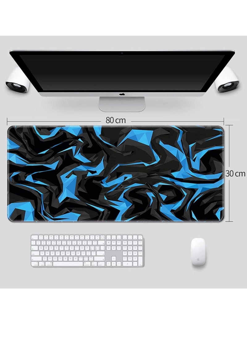 DUNISO Large Mouse Pad Mouse Pad 800x300mm Blue Shards Mouse Pad Office Desk Mat Desk Pad, Non Slip Rubber Base, Keyboard MousePad For Computers/Laptop - Image 2