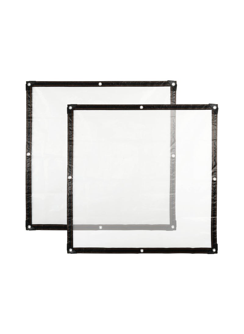 SYOSI غطاء شفاف، 2 قطعة 39x39IN غطاء تيرب ثقيل الوزن مقاوم للماء قماش تارباولين PVC مع عروات متعدد الاستخدامات للحدائق والتخييم والسفر غطاء بلاستيكي شفاف للدفيئة للأشجار والمناطق المفتوحة  - Image 1