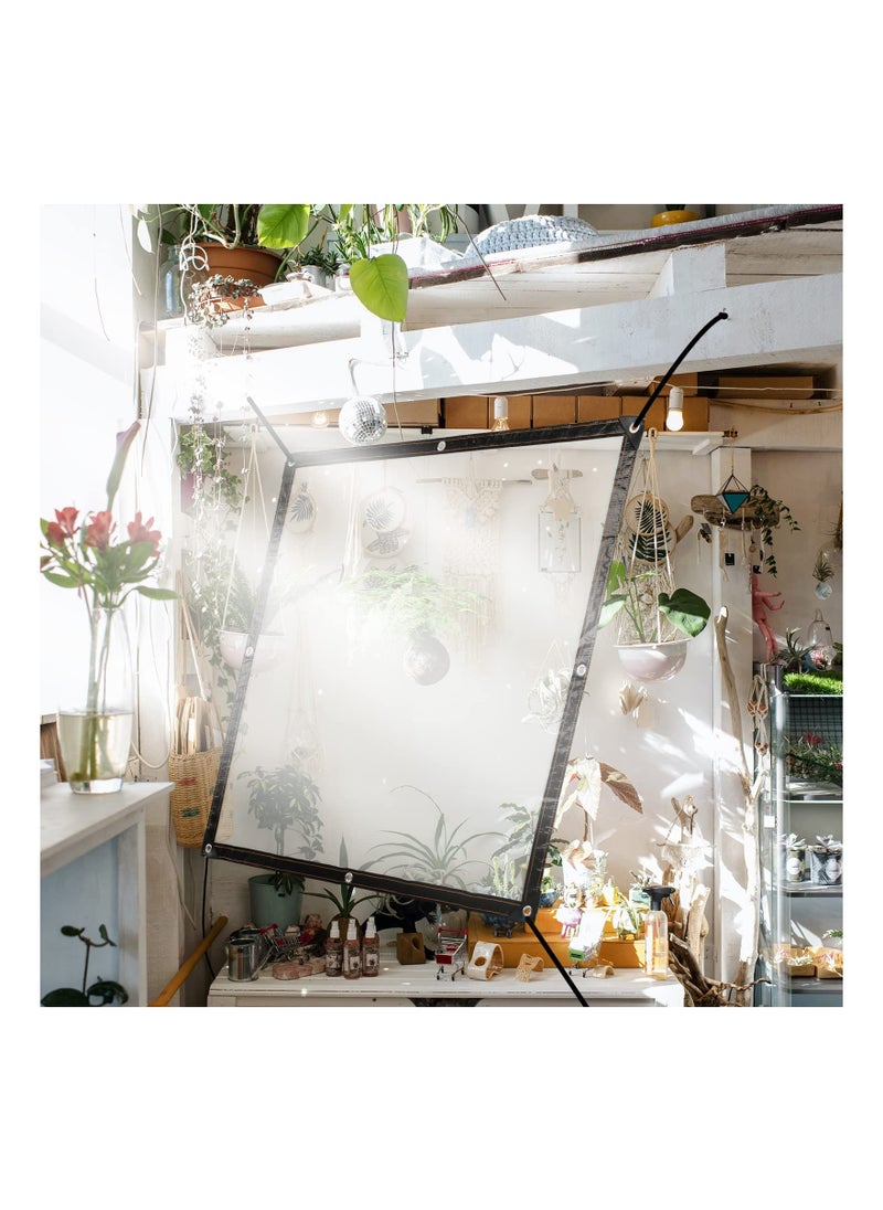 SYOSI غطاء شفاف، 2 قطعة 39x39IN غطاء تيرب ثقيل الوزن مقاوم للماء قماش تارباولين PVC مع عروات متعدد الاستخدامات للحدائق والتخييم والسفر غطاء بلاستيكي شفاف للدفيئة للأشجار والمناطق المفتوحة  - Image 3