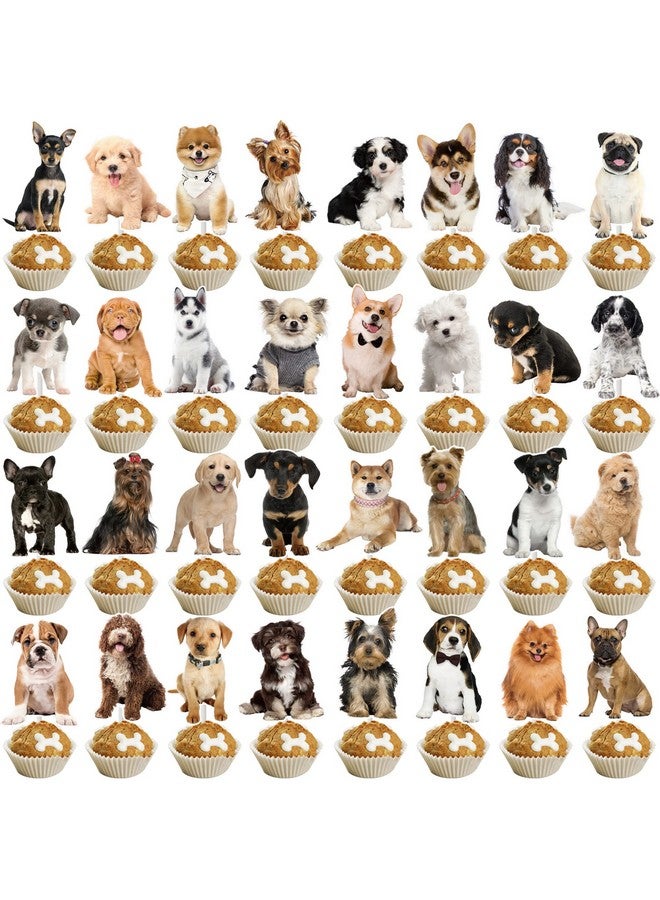 umoni 36 قطعة حفلة الكلب كب كيك القبعات العالية جرو الكلب زينة الحفلات ل لطيف كلب استحمام الطفل لوازم الاطفال حفلة عيد ميلاد الديكور - Image 3