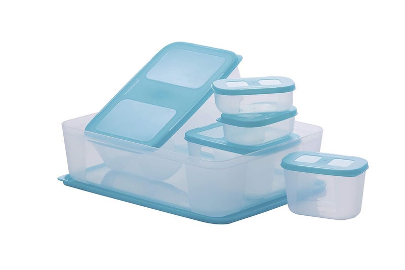 Varmora Plastic Freezer Safe Full Container Set, Blue, 6 Pieces - Image 2