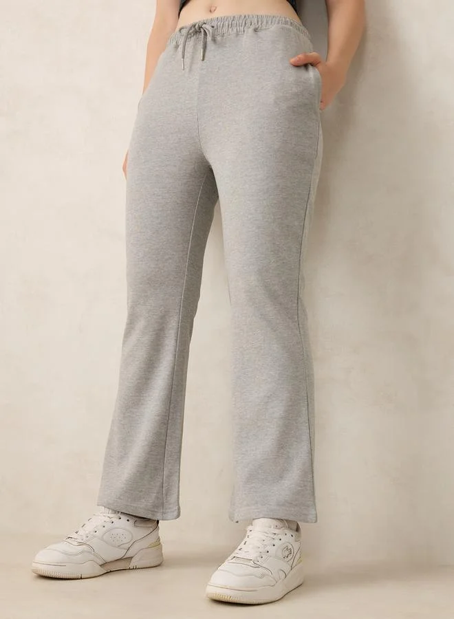 OUTZIDR Grey Basic Solid Flared Joggers