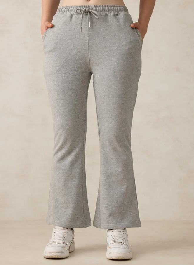 OUTZIDR Grey Basic Solid Flared Joggers
