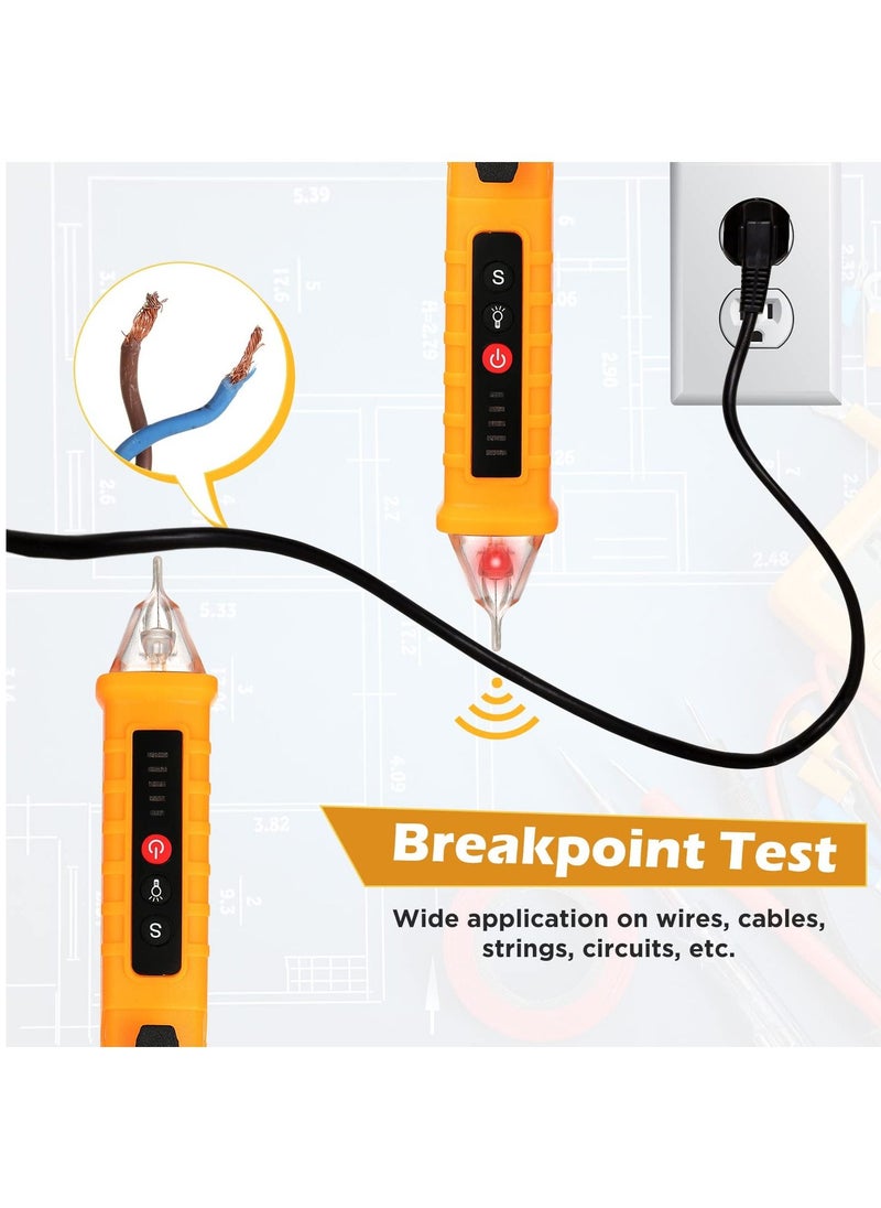 SYOSI - Voltage Meter Tester, 3 PCS AC 12-1000V Non-Contact Voltage Detector, Buzzer Alarm Electrical Testing, Led Flashlight Wire Tester, Electrical Tool Powered Tester Pen, for Live Null Wire Judgment - Image 1