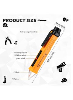 SYOSI Voltage Meter Tester, 3 PCS AC 12-1000V Non-Contact Voltage Detector, Buzzer Alarm Electrical Testing, Led Flashlight Wire Tester, Electrical Tool Powered Tester Pen, for Live Null Wire Judgment  - Image 3