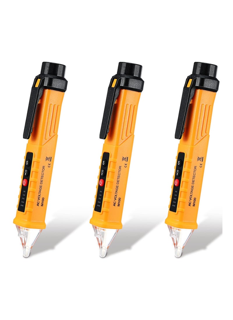 SYOSI - Voltage Meter Tester, 3 PCS AC 12-1000V Non-Contact Voltage Detector, Buzzer Alarm Electrical Testing, Led Flashlight Wire Tester, Electrical Tool Powered Tester Pen, for Live Null Wire Judgment - Image 1