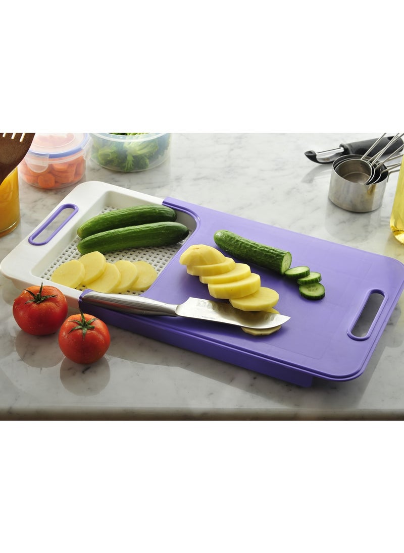 MEDSTAR Moro 2-in-1 Multi-Functional Vegetable Chopping Board Metallic White x Burgundy Medstar FAPSMJ06387 