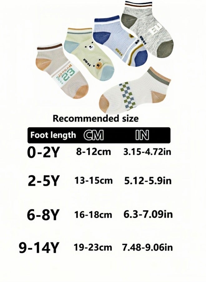 ARUWA 5 Pairs Of Children's Cotton Socks Summer Cartoon Cute Socks, Suitable For 6-8 Year Old Kids, Cotton Summer Floor Socks For Boys And Girls - Image 4