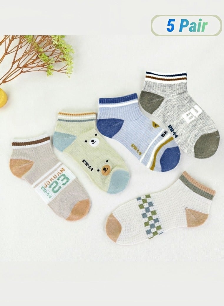 ARUWA 5 Pairs Of Children's Cotton Socks Summer Cartoon Cute Socks, Suitable For 6-8 Year Old Kids, Cotton Summer Floor Socks For Boys And Girls - Image 2