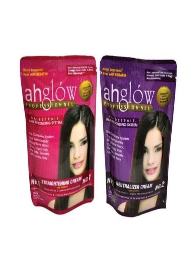 AHGLOW Hair Straightening and Rebonding System with KERATIN. Extra Strength Formula. The Complete System that Straightens Wavy, Curly, Frizzy Hair the Smooth, Silky, Shiny Way! 165 gram pouches - Image 4