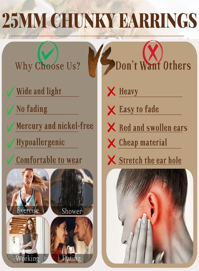 Senteria Chunky Gold Studs Earrings for Women Trendy 14K Gold Plated Statement Earrings Hypoallergenic Big Thick Knot Earring Studs Womens Jewelry Gift - Image 3