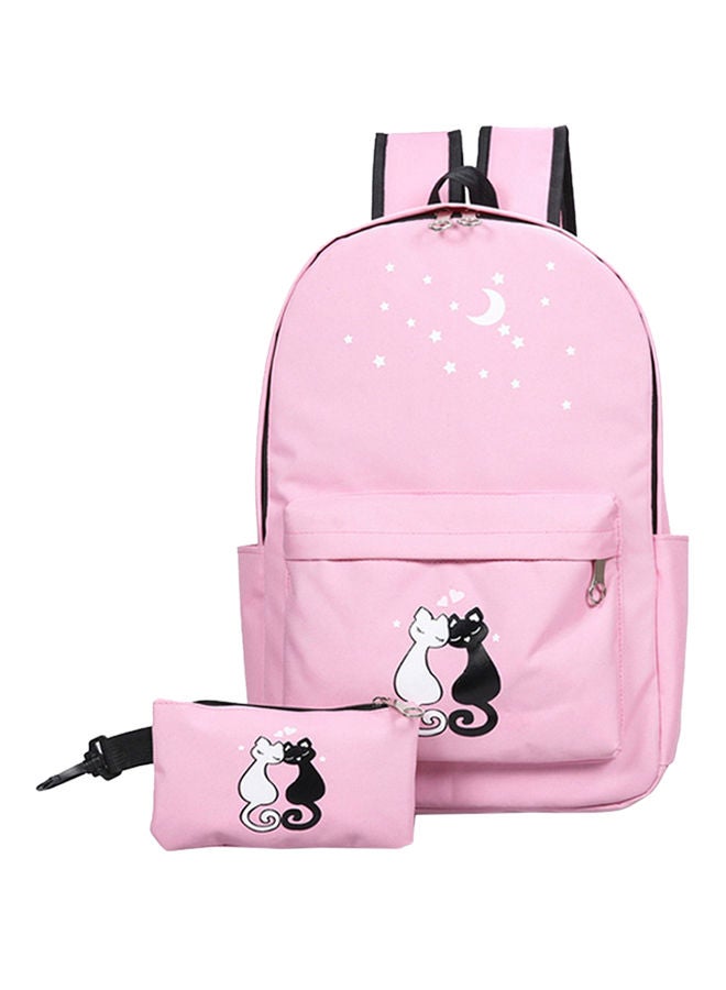 2-Piece Faddish Backpack With Pouch Set Pink