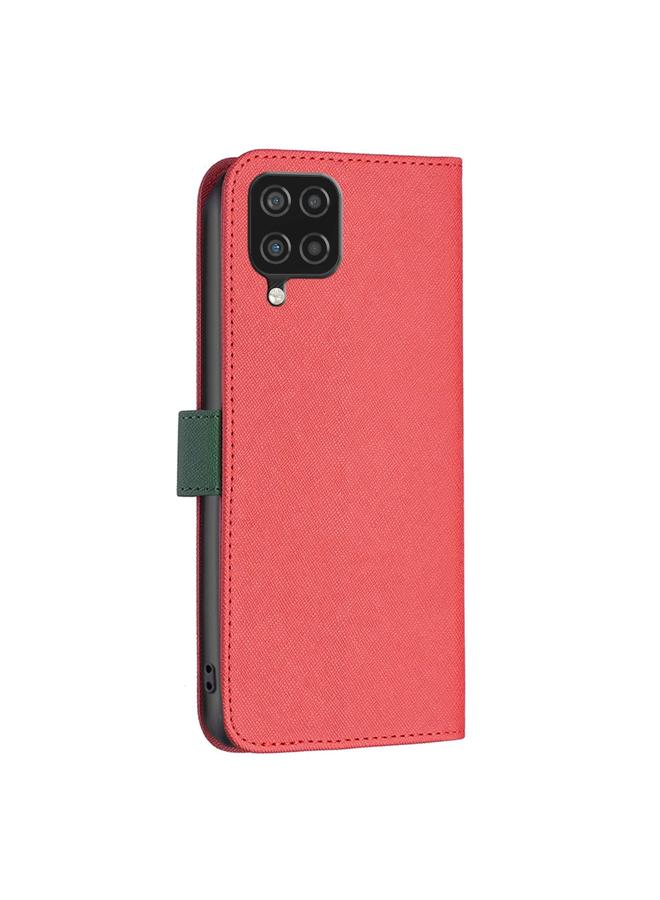 اس-توب جراب لهاتف Samsung Galaxy A12 BF13 مصنوع من الجلد المتقاطع المطابق للألوان - Image 3