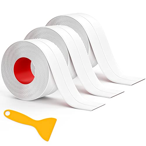Fixmend Caulk Tape, 3 Roll Self Adhesive Caulk Strip Waterproof, Caulking Sealant Tape for Kitchen, Countertop, Bathroom, Sink, Shower, Bathtub, Toilet Edge Protector with Sealing Tool (1.5" x 10.5Ft) - Image 1