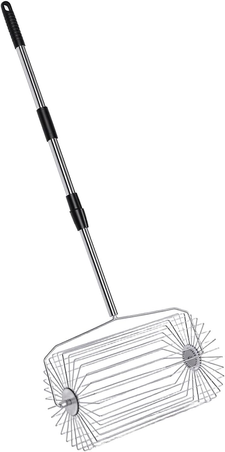 Focket Tennis Ball Collector, Retractable Large Capacity Tennis Ball Picker, Pickleball Collector with Stainless Steel Roller Non Slip Handle, for Sports Gardening Outdoor Cleanup - Image 1