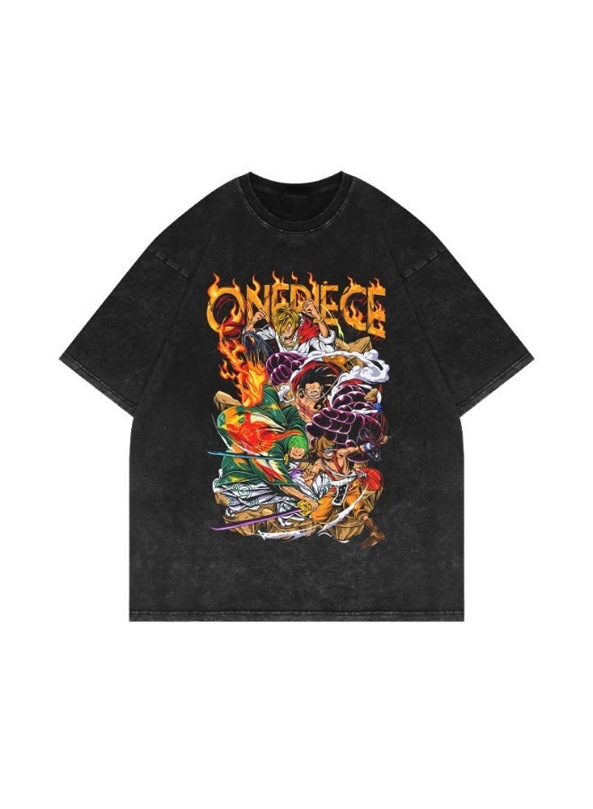 One Piece Printed Short Sleeve T Shirt Casual Anime Graphic Tops For Fans Daily Wear Multi Size - Image 1