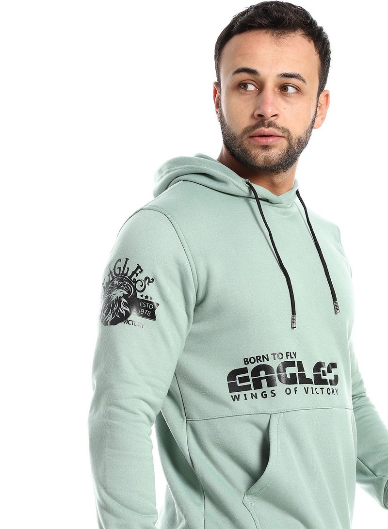 Caesar Mens Printed Eagle Hoodie With Front Pockets - Image 4