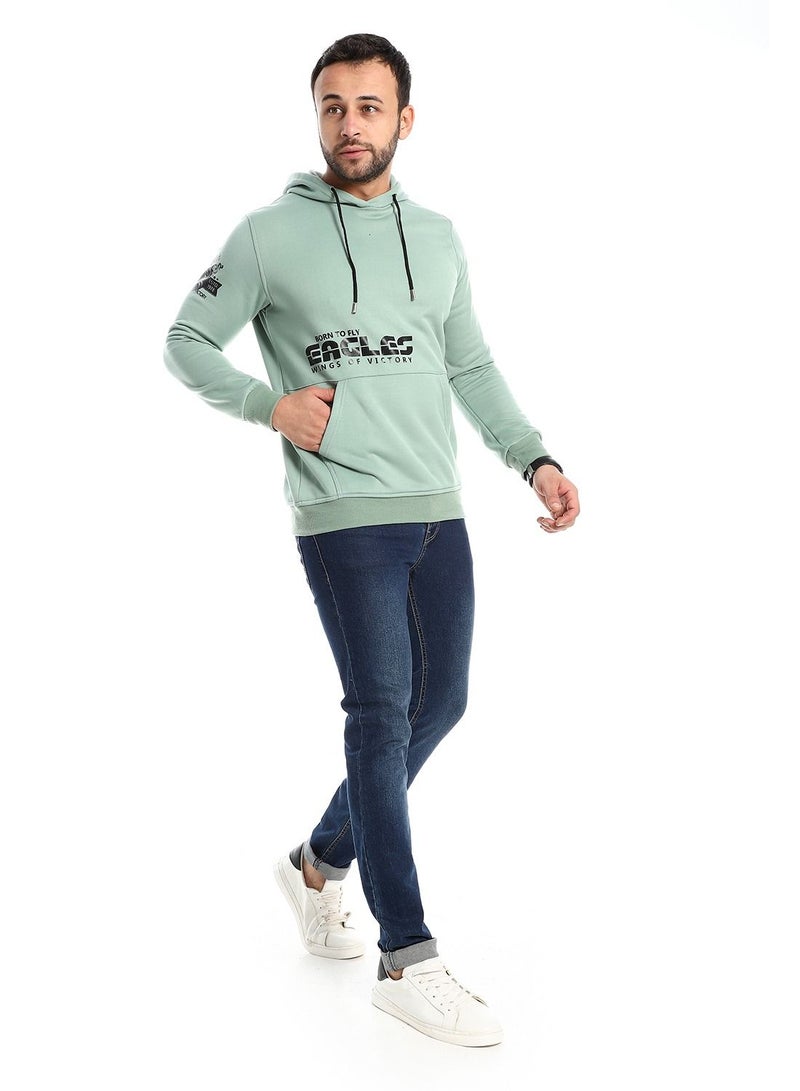 Caesar Mens Printed Eagle Hoodie With Front Pockets - Image 3