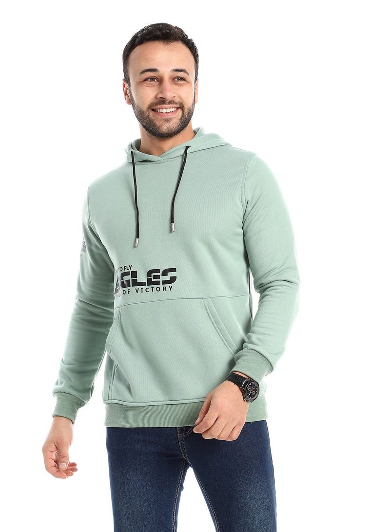 Caesar Mens Printed Eagle Hoodie With Front Pockets - Image 2