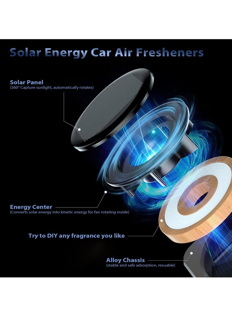 SYOSI معطر هواء السيارة SYOSI، موزع زيت أساسي للسيارة، معطر هواء دوار بالطاقة الشمسية، ديكور داخلي للسيارة، علاج عطري بالطاقة الشمسية مع 3 روائح طبيعية تدوم طويلاً - Image 2
