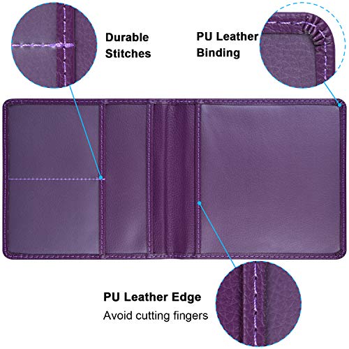 Wisdompro Car Registration and Insurance Holder - Premium Pu Leather Vehicle Glove Box Organizer for Document, License - Purple - Image 4