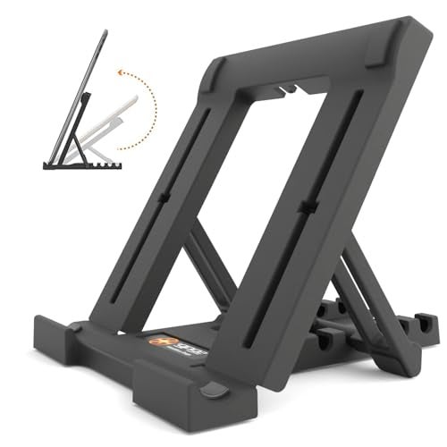 GPG2 Portable Tablet Stand for Desk, Multi-Angle iPad Holder, Non-Slip Base, Foldable & Travel-Friendly for iPad, iPhone, Kindle, Galaxy Tablets - Image 1