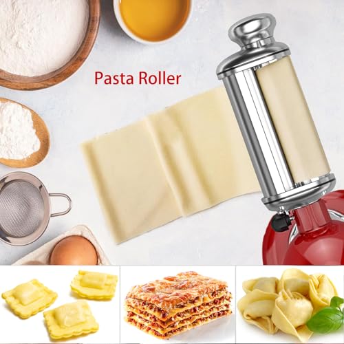 NEWSETS Pasta Maker Attachment for All Kitchenaid Stand Mixers, 3 PCS Kitchen Aid Pasta Attachments Included Pasta Dough Roller, Fettuccine Cutter, Spaghetti Cutter and Cleaning Brush - Image 4