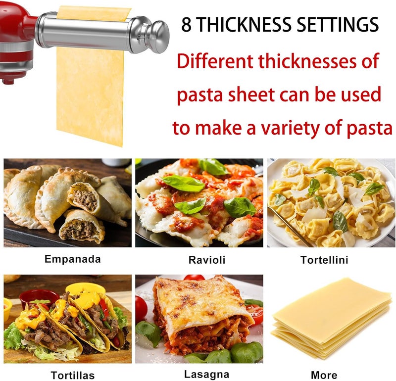 NEWSETS Pasta Maker Attachment for All Kitchenaid Stand Mixers, 3 PCS Kitchen Aid Pasta Attachments Included Pasta Dough Roller, Fettuccine Cutter, Spaghetti Cutter and Cleaning Brush - Image 3