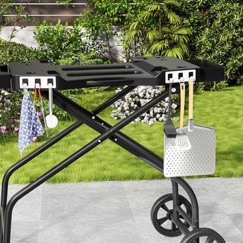 GRILL FORCE Grill Stand for Ninja Woodfire Outdoor Grills, Fits for Ninja OG700 Series OG701 OG705 OG750 OG751, Collapsible Outdoor Grill Cart for ninja Smoker, 22" Blackstone, Hooks - Image 5