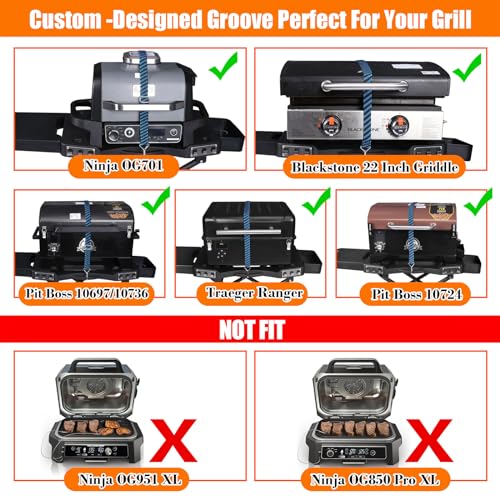 GRILL FORCE Grill Stand for Ninja Woodfire Outdoor Grills, Fits for Ninja OG700 Series OG701 OG705 OG750 OG751, Collapsible Outdoor Grill Cart for ninja Smoker, 22" Blackstone, Hooks - Image 2