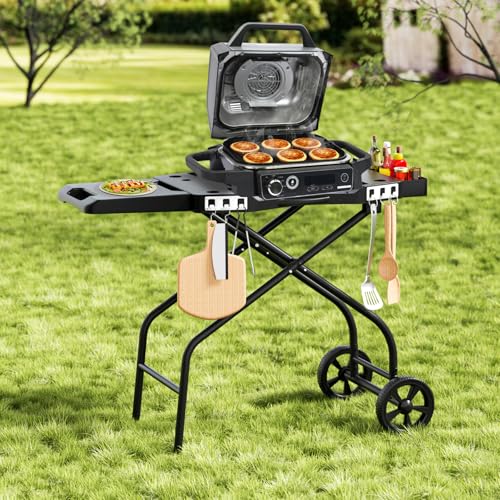 GRILL FORCE Grill Stand for Ninja Woodfire Outdoor Grills, Fits for Ninja OG700 Series OG701 OG705 OG750 OG751, Collapsible Outdoor Grill Cart for ninja Smoker, 22" Blackstone, Hooks - Image 4
