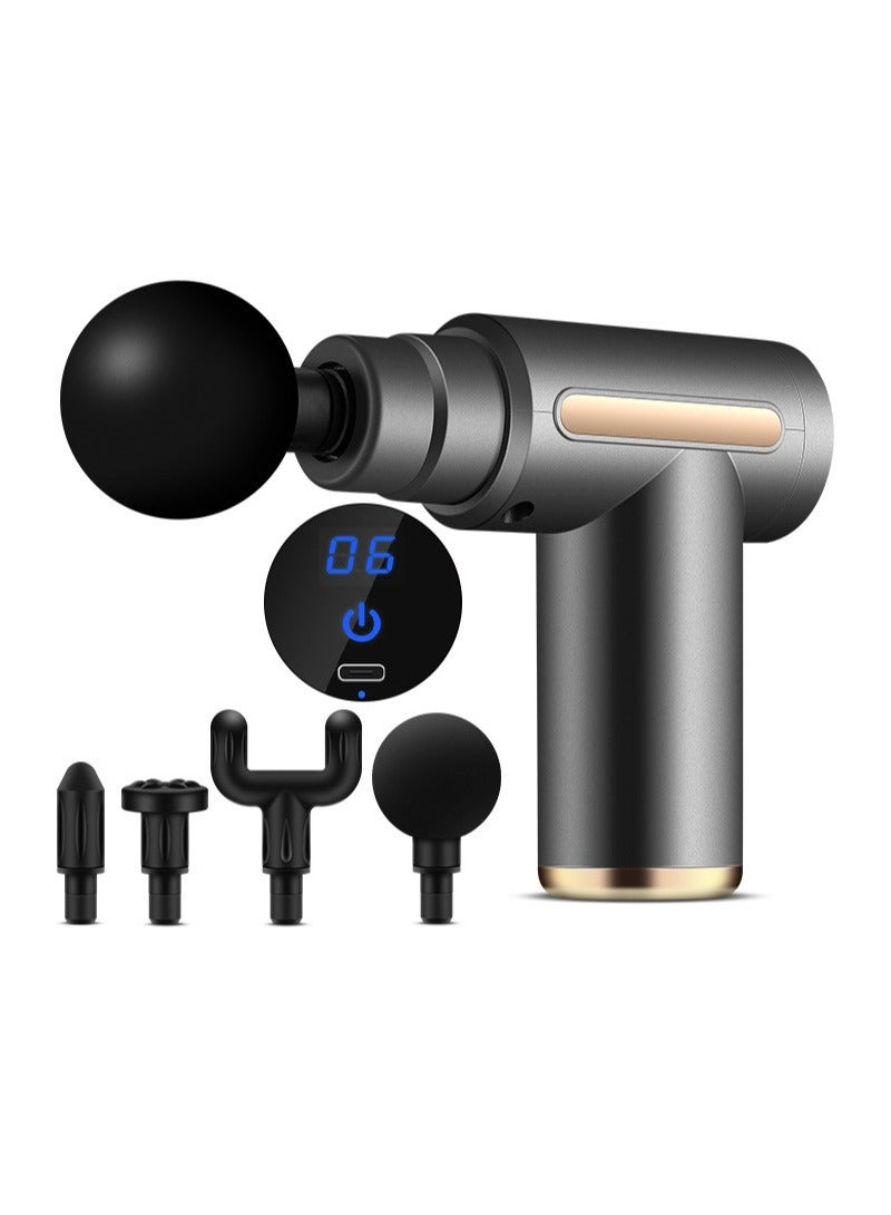 general Mini massager fascia gun charging fascia gun direct supply muscle fitness neck gun electric vibrator exercise muscle relaxation Gray - Image 1