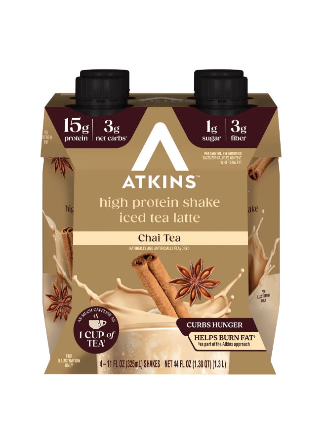Atkins Iced Tea Latte Protein Shake Chai 4 Shakes 11 fl oz (325 ml) Each - Image 3