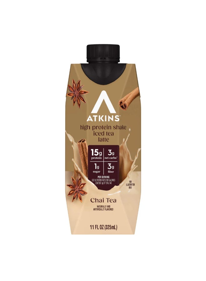 Atkins Iced Tea Latte Protein Shake Chai 4 Shakes 11 fl oz (325 ml) Each - Image 2
