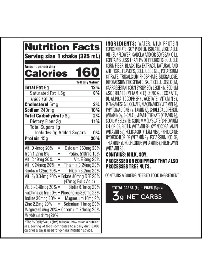Atkins Iced Tea Latte Protein Shake Chai 4 Shakes 11 fl oz (325 ml) Each - Image 1