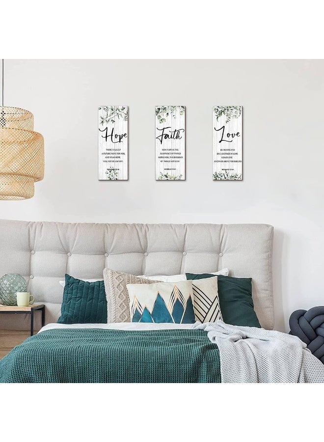 BPA زينة حائط 3 قطع إيمان أمل حب آية من الكتاب المقدس فن حائط ملهم للتعليق على الحائط للديكور المنزلي وغرفة النوم - Image 4