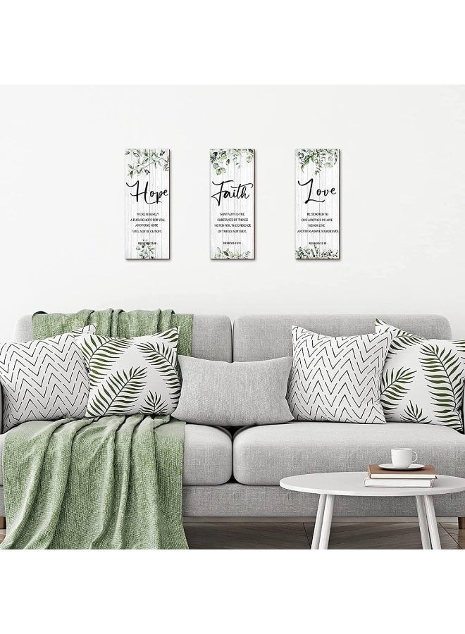 BPA زينة حائط 3 قطع إيمان أمل حب آية من الكتاب المقدس فن حائط ملهم للتعليق على الحائط للديكور المنزلي وغرفة النوم - Image 2