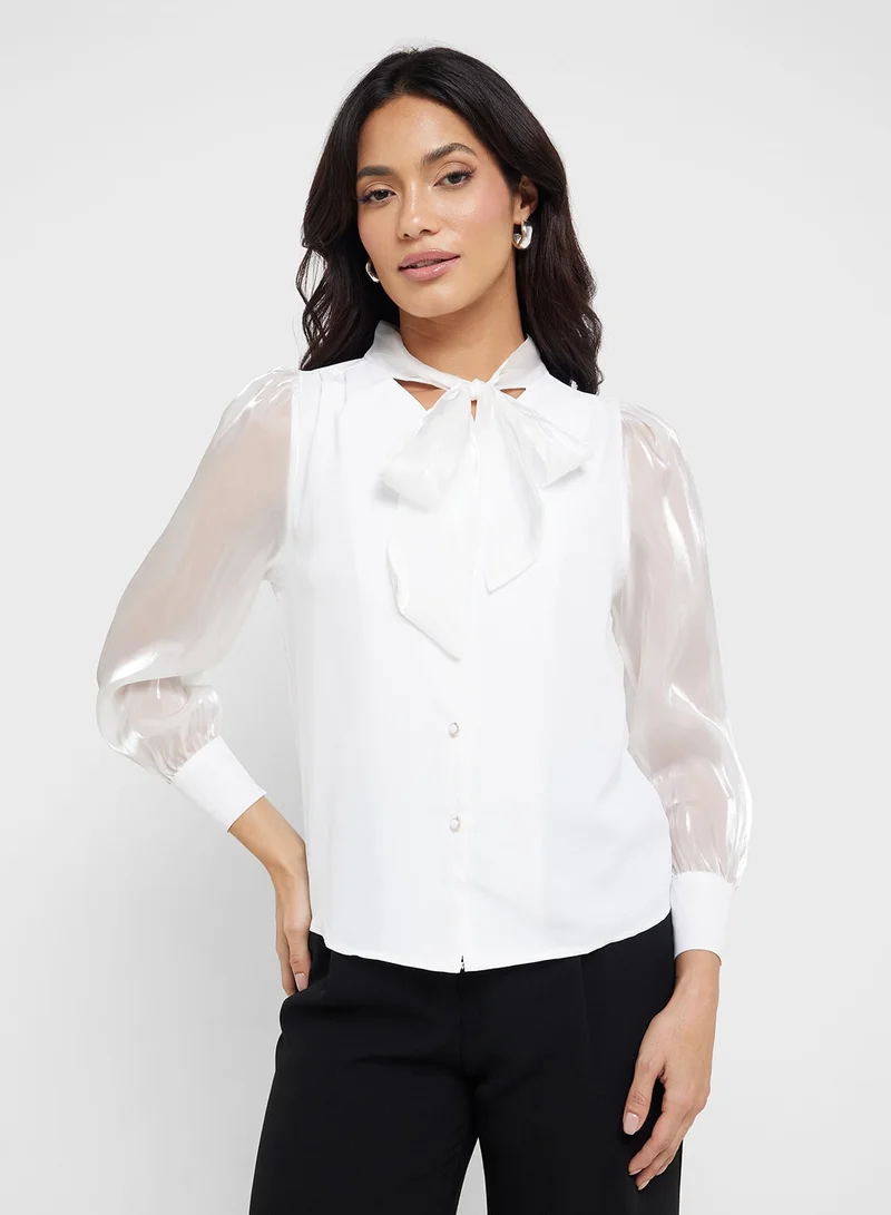 ELLA Blouse With Neck Tie Up