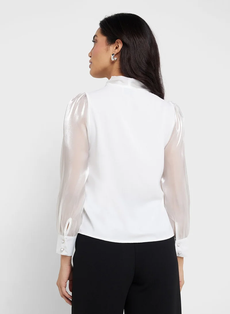 ELLA Blouse With Neck Tie Up