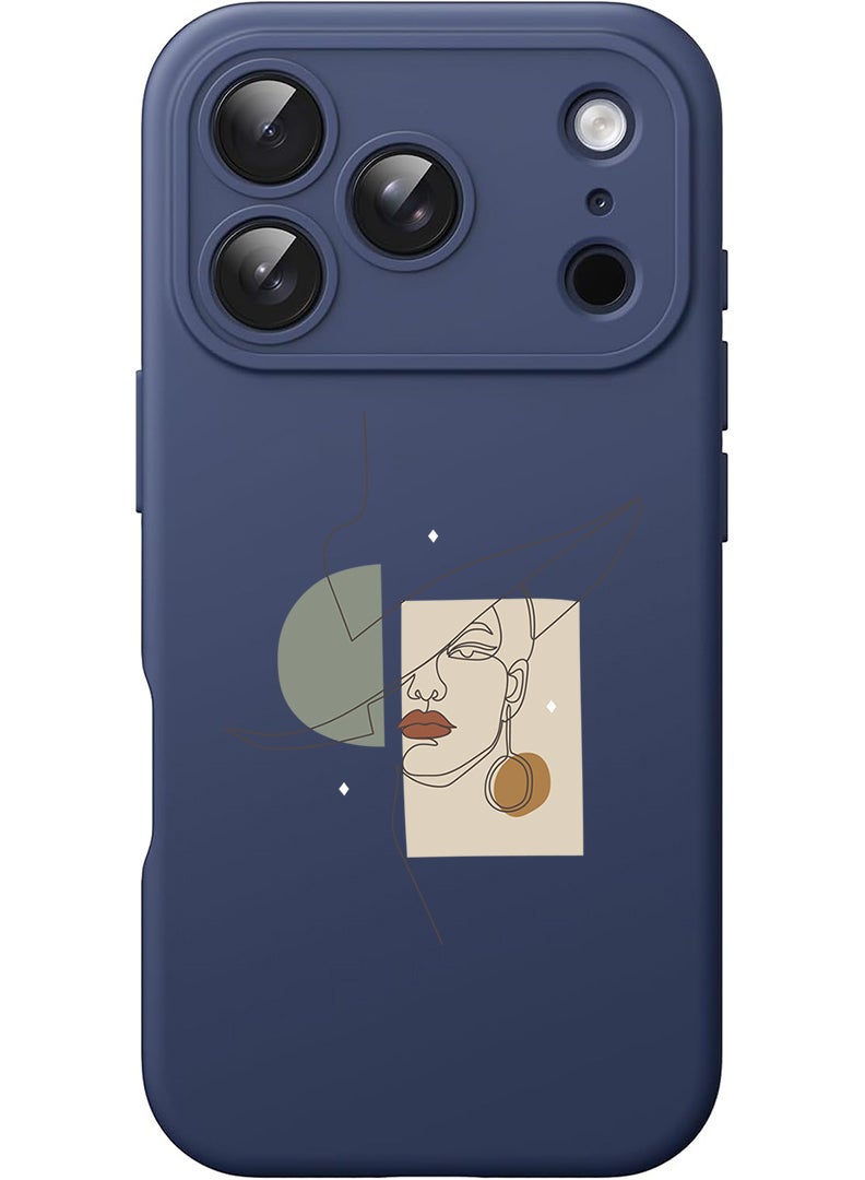 Theodor Protective Slim Fit Case Liquid Silicone Cover with Full Body Protection Anti-Scratch Shockproof Case For Apple iPhone 17 Pro Max (Blue) Women in Style - White - Image 1