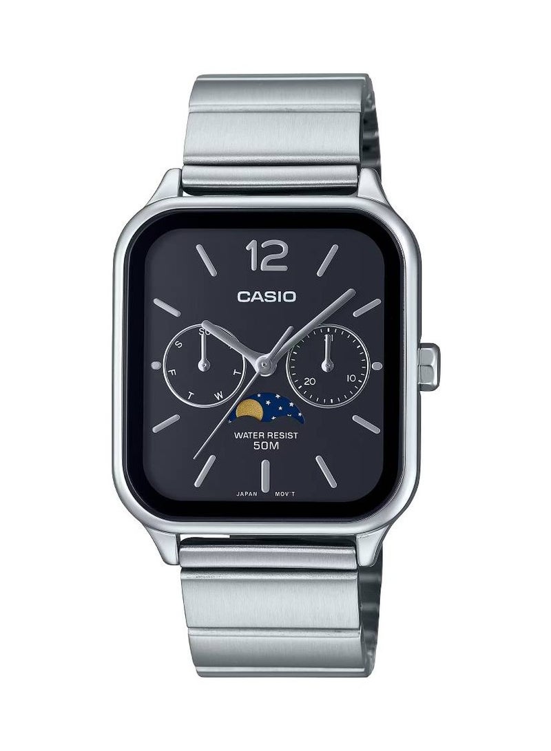 CASIO ساعة كوارتز Moonphase بمينا أسود وستانلس ستيل للرجال MTP-M305D-1AVDF - Image 1