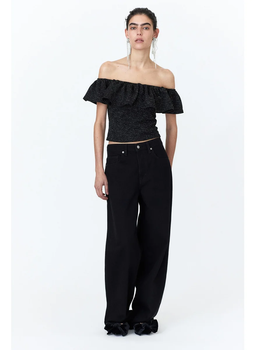H&M Glittery Off-The-Shoulder Top