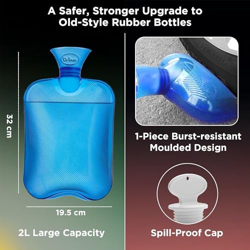 Dr Trust USA 371 Hot Water Bottle for Period Pain Relief, Muscle Cramps, Back Pain, Joint Pain & Winter Warmth BPA-Free PVC Transparent 2L Leak-Proof Hot Water Bag – Pack of 1 - Image 4