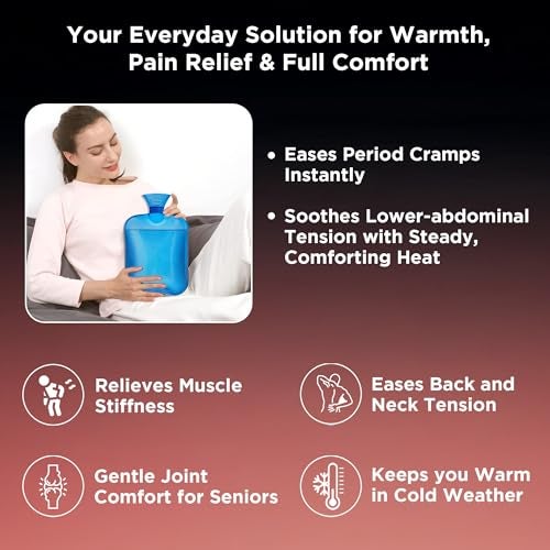 Dr Trust USA 371 Hot Water Bottle for Period Pain Relief, Muscle Cramps, Back Pain, Joint Pain & Winter Warmth BPA-Free PVC Transparent 2L Leak-Proof Hot Water Bag – Pack of 1 - Image 3