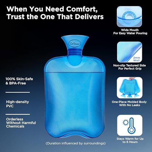 Dr Trust USA 371 Hot Water Bottle for Period Pain Relief, Muscle Cramps, Back Pain, Joint Pain & Winter Warmth BPA-Free PVC Transparent 2L Leak-Proof Hot Water Bag – Pack of 1 - Image 2