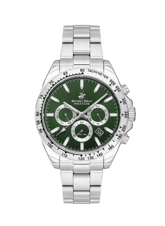 بيفرلي هيلز بولو كلوب BEVERLY HILLS POLO CLUB BP3127X.370 Men's Multi Function Display Watch & Metal Strap Silver