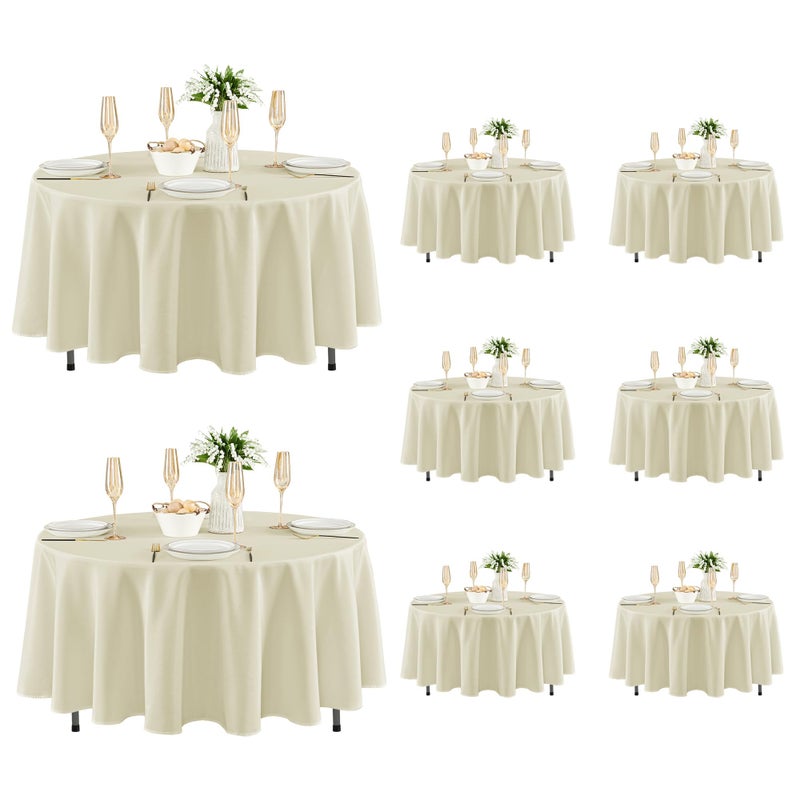 Fitable 8 Pack Round Tablecloths: Stain Resistant Wrinkle Free Circle Table Clothes, Washable Reusable Polyester Table Covers for Wedding Party Birthday Banquet Reception(Ivory, 84 Inch) - Image 1