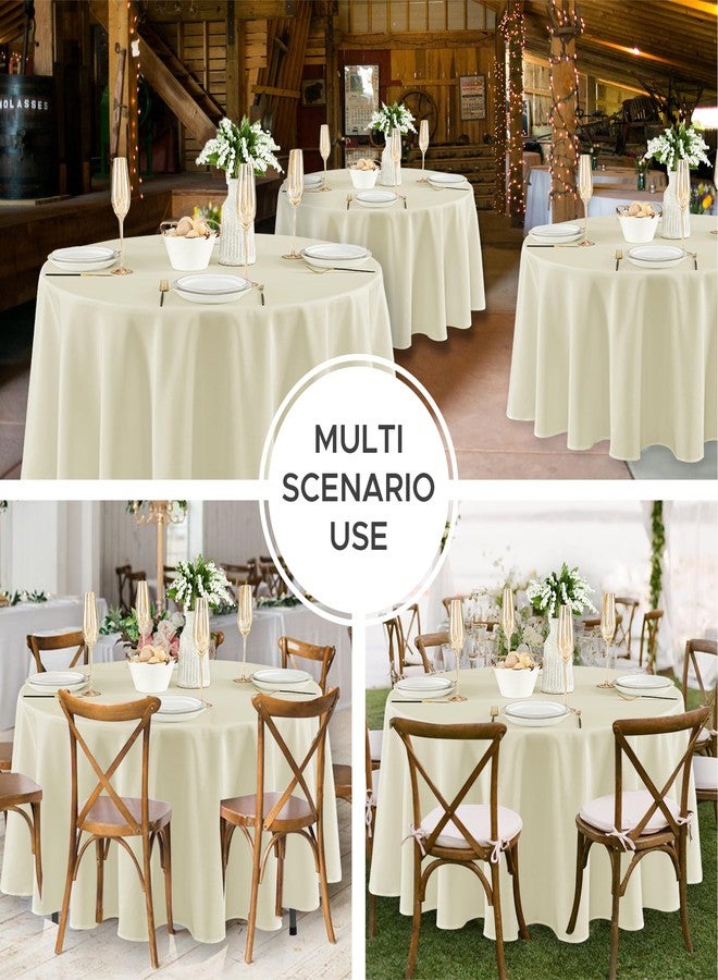 Fitable 8 Pack Round Tablecloths: Stain Resistant Wrinkle Free Circle Table Clothes, Washable Reusable Polyester Table Covers for Wedding Party Birthday Banquet Reception(Ivory, 84 Inch) - Image 5