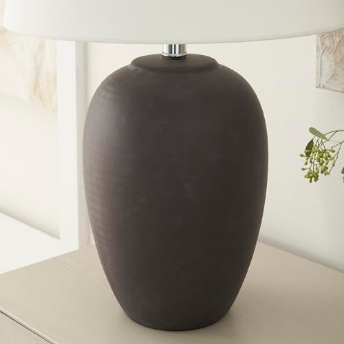 Nourison Home 23" Dark Purple Distressed Ceramic Pot Table Lamp for Bedroom, Living Room, Dining, Office, with White Shade - Image 5